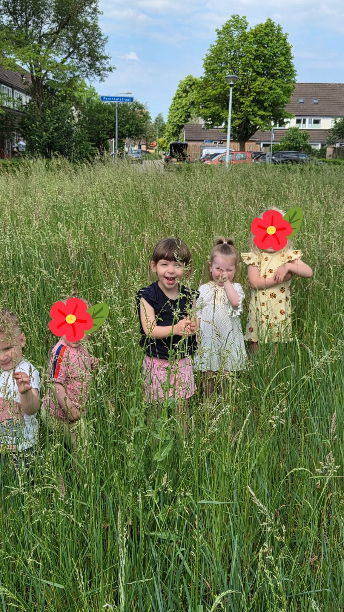 Kinderen spelen samen buiten in het groen